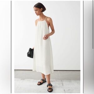 & other stories white crepe midi dress